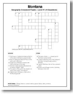 10 Question Crossword Puzzle